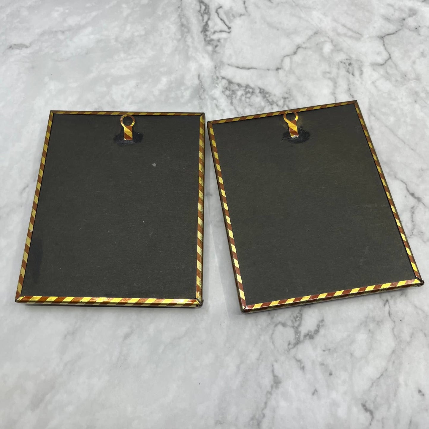 Vtg Pair of Reverse Painted Silhouettes Convex Glass Dog Romantic Couple 4x5 TE3