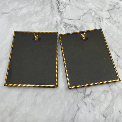 Vtg Pair of Reverse Painted Silhouettes Convex Glass Dog Romantic Couple 4x5 TE3