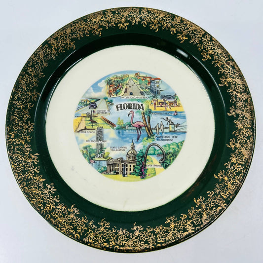 Vintage Hand Painted Ceramic Porcelain Florida Souvenir Plate 6” TC6