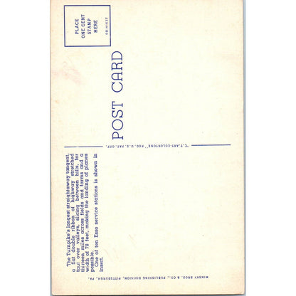 Vintage Postcard PA Turnpike Longest Straightaway America's Dream Highway TI1-1