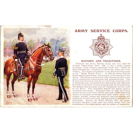 British Army Service Corps History and Traditions - Original Postcard TJ7-RP1