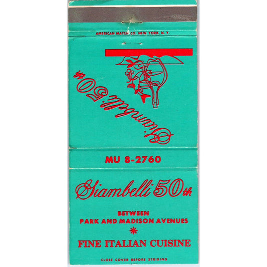 Giambelli 50th Italian Cuisine NYC Advertising Matchbook Cover SA1-M10