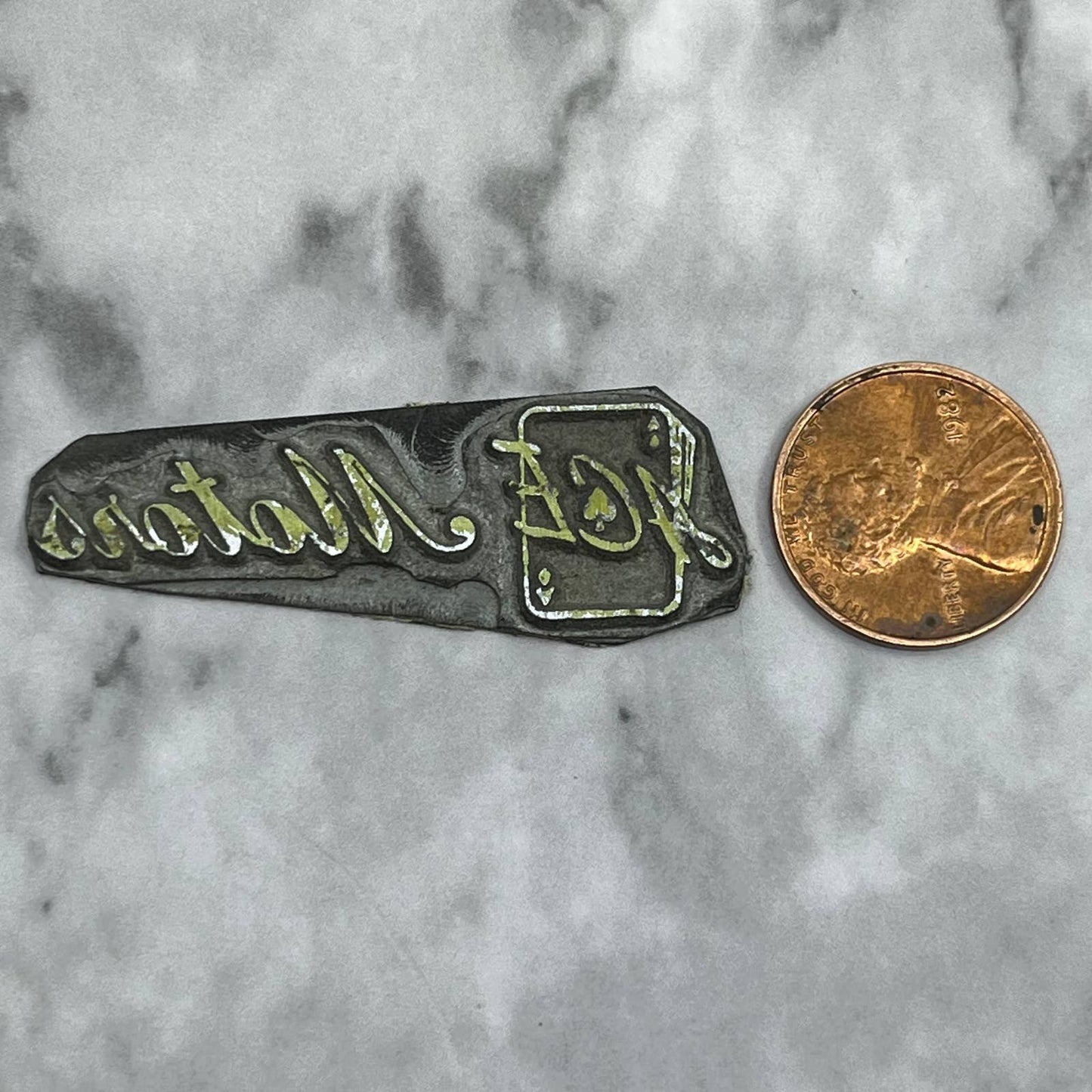 Vintage Printing Letterpress Printers Block Plate Ace Motors SE832