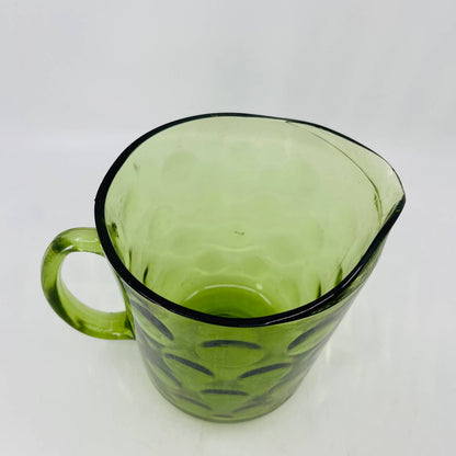 HAZEL ATLAS Eldorado Avocado Green Coin Dot Optic Cocktail Pitcher 7” TC7