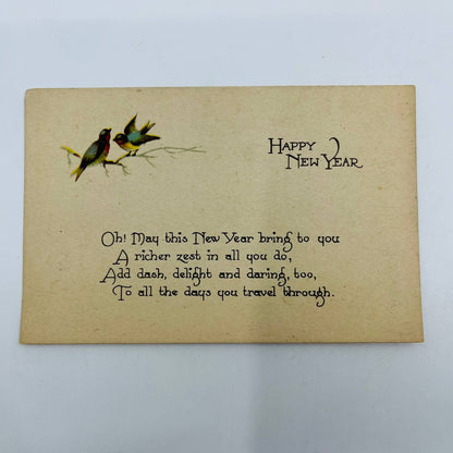 1910s Christmas New Year’s Post Card Birds Poem Winsch Back PA3