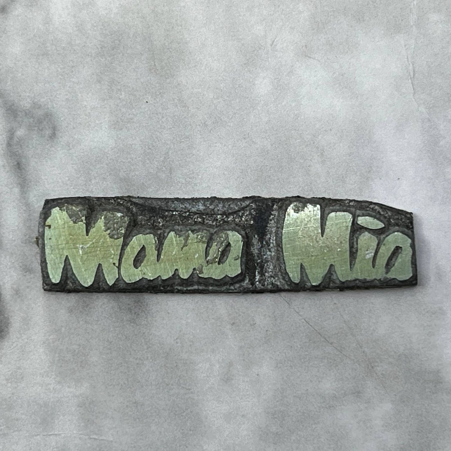 Vintage Printing Letterpress Printers Block Plate Mama Mia TJ58