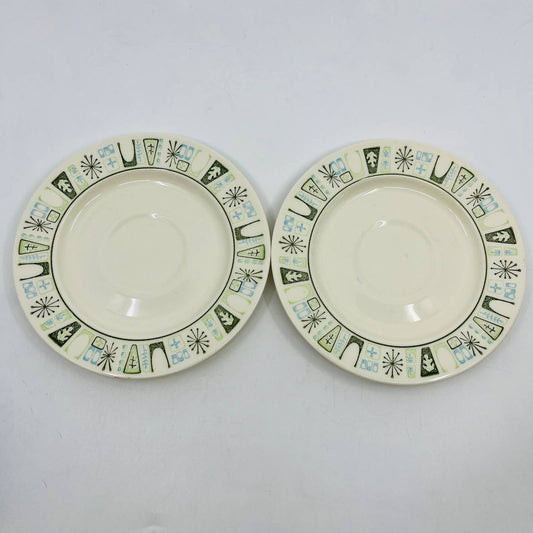 Taylor Smith Taylorstone Cathay Atomic Mid Century Saucer Set of 2 TD7