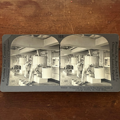 Preparing Dough - Mixing Room St. Paul MN Bakery Antique Stereoview Card H2-2