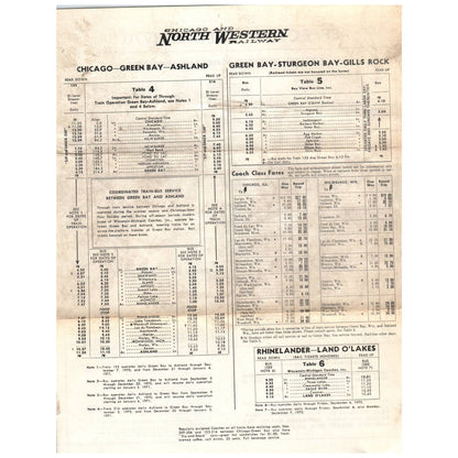 1970 Chicago and Western Railroad Timetable Chicago Milwaukee Green Bay SE4