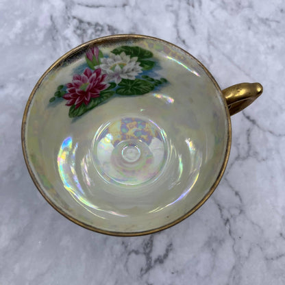 Vintage Ucagco Ceramics July Waterlily Lusterware Footed Tea Cup TA1