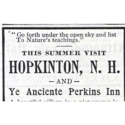 Hopkinton NH Ye Anciente Perkins Inn E.R. Guerin- 1903 Original Ad TJ7-S9
