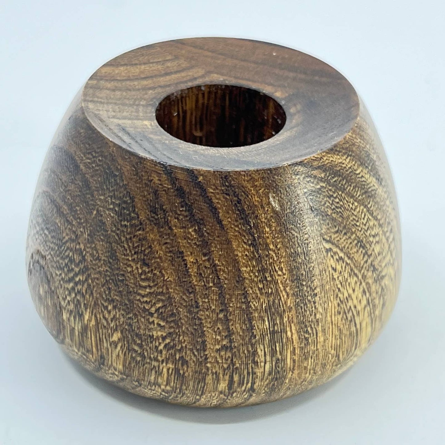 Vintage Hand Turned Solid Walnut Candle Holder OZ Crafts Fairchild WI TE7