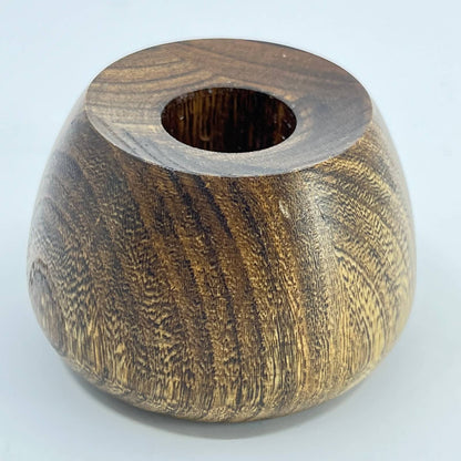 Vintage Hand Turned Solid Walnut Candle Holder OZ Crafts Fairchild WI TE7