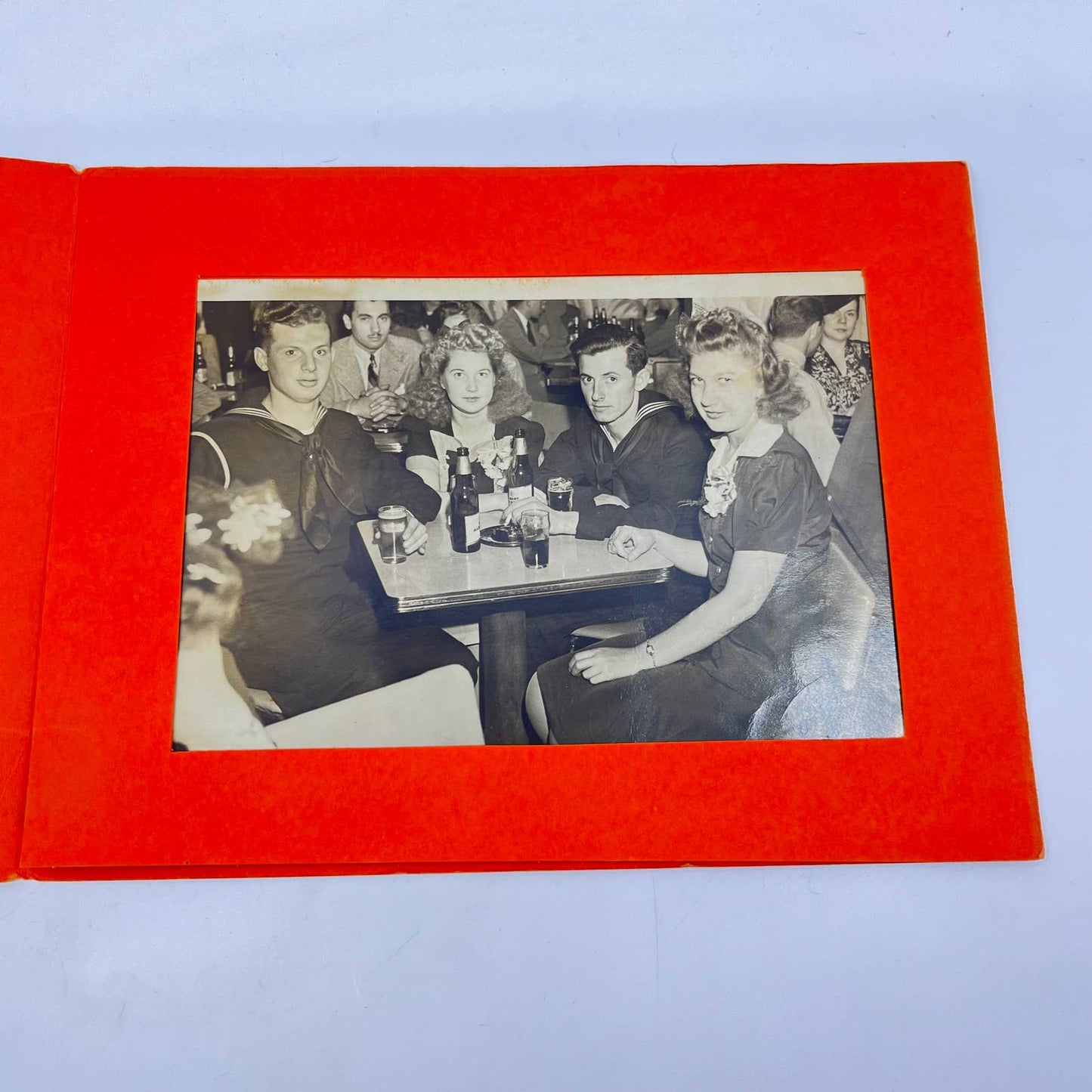 1940s Garrick Stagebar WWII Navy Sailors Souvenir Photo Chicago IL AB2