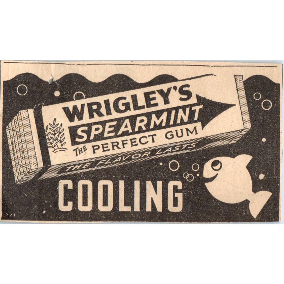 1935 Minneapolis Journal Newspaper Ad Wrigley's Spearmint Gum Cooling FL5-6