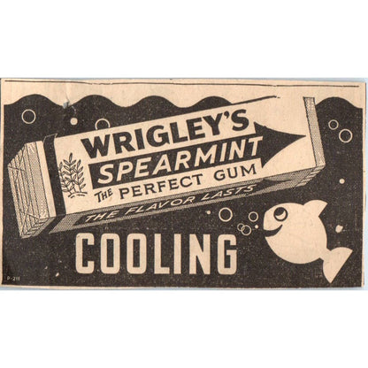 1935 Minneapolis Journal Newspaper Ad Wrigley's Spearmint Gum Cooling FL5-6
