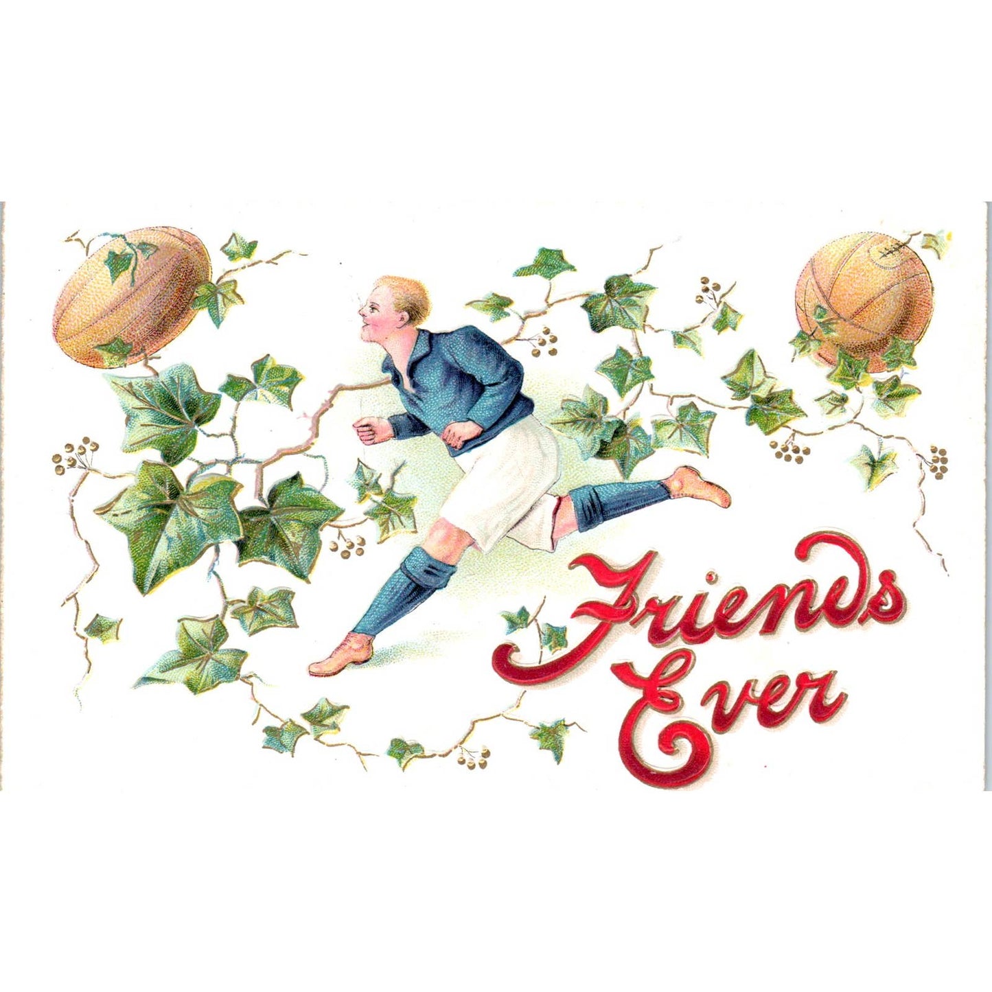 Victorian Football Basketball Friends Ever c1910 Original Postcard TK1-28