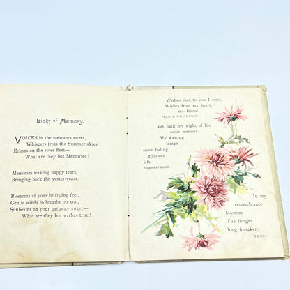 c1900 Links of Memory Victorian Poem Flower Book HC TG2