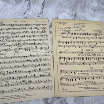 Betty Co-Ed Fox Trot Rudy Vallee Paul Fogarty 1930 Sheet Music TK2-SM4