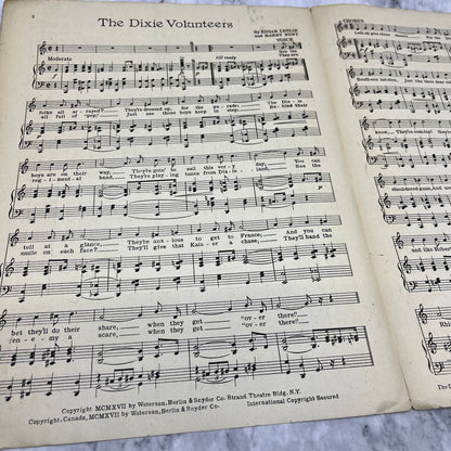 The Dixie Volunteers Edgar Leslie Harry Ruby WWI 1917 Sheet Music TK2-SM3