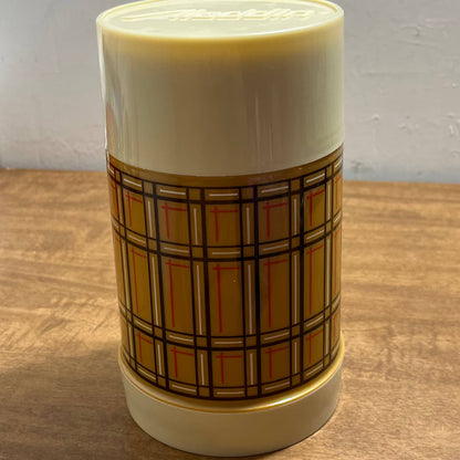 Retro 1970s Brown Plaid Aladdin Best Buy Thermos Model 44 Stopper Pint TA1-2