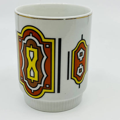 Retro 1970s Brown Tan Earth Tone Stacking Coffee Mug TD7