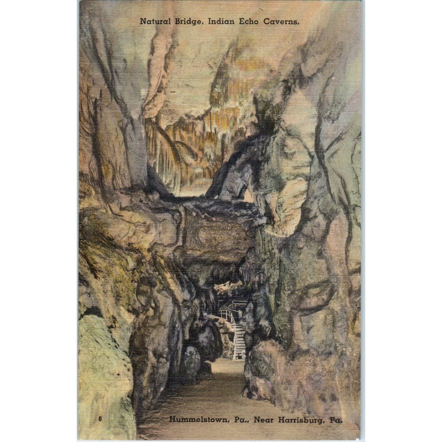 Vintage Postcard Natural Bridge Indian Echo Cavern Hummelstown PA TD9-P1