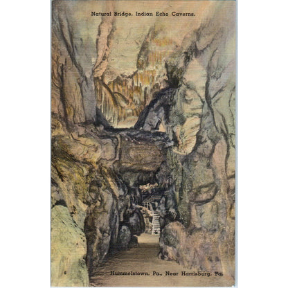 Vintage Postcard Natural Bridge Indian Echo Cavern Hummelstown PA TD9-P1