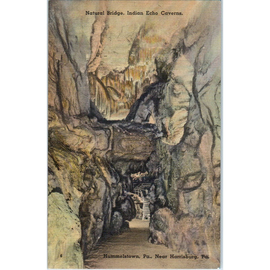 Vintage Postcard Natural Bridge Indian Echo Cavern Hummelstown PA TD9-P1