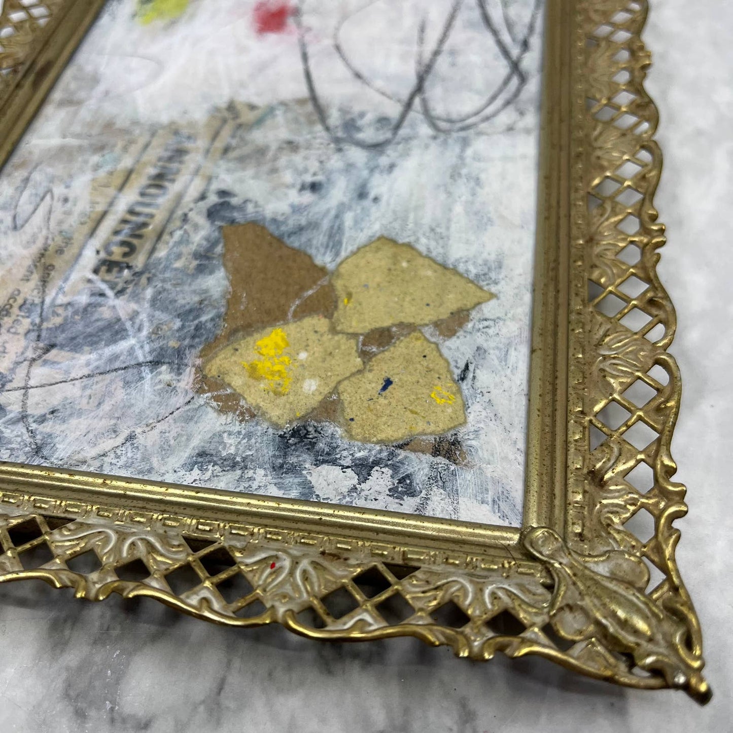 Original Framed Mixed Media Abstract Art Painting 8x6 “Announcement" w/ COA TJ9