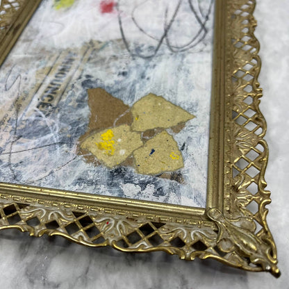 Original Framed Mixed Media Abstract Art Painting 8x6 “Announcement" w/ COA TJ9