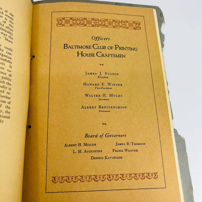 1928 Program The Baltimore Club of Printing House Craftsmen Ladies Night C10