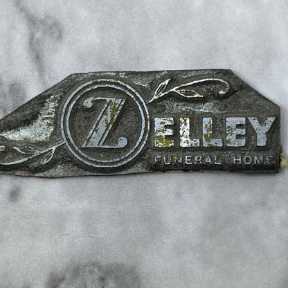 Vintage Printing Letterpress Printers Block Plate Zelley Funeral Home SE835