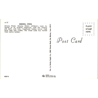 Amana Home Doll House Amana Iowa Original Postcard PB5