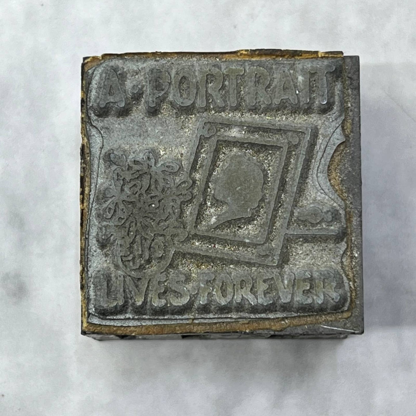 Vintage Printing Letterpress Printers Block Plate A Portrait Lives Forever TJ516