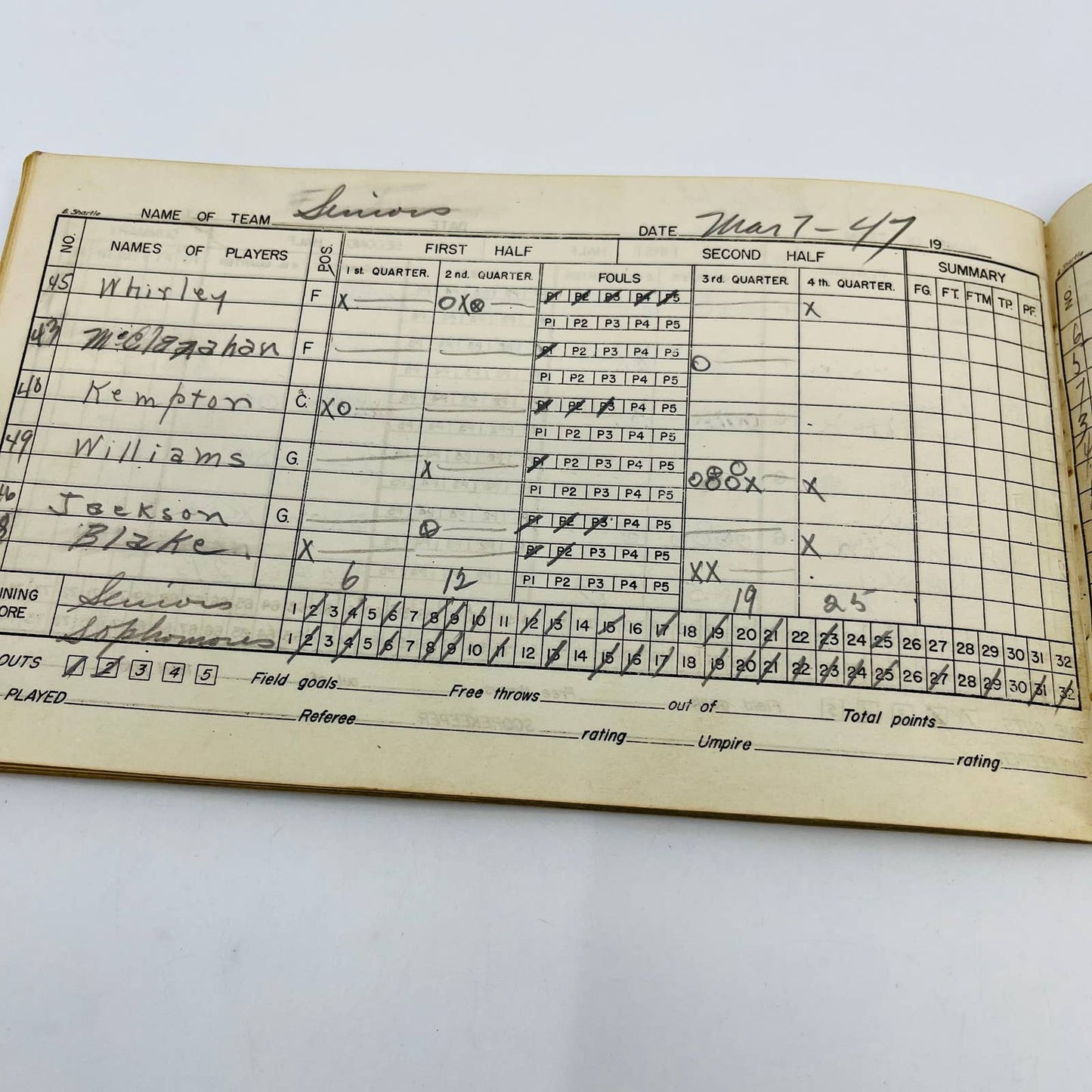 1945-47 The Victory Basketball Score Book Centerville IN High School TC5