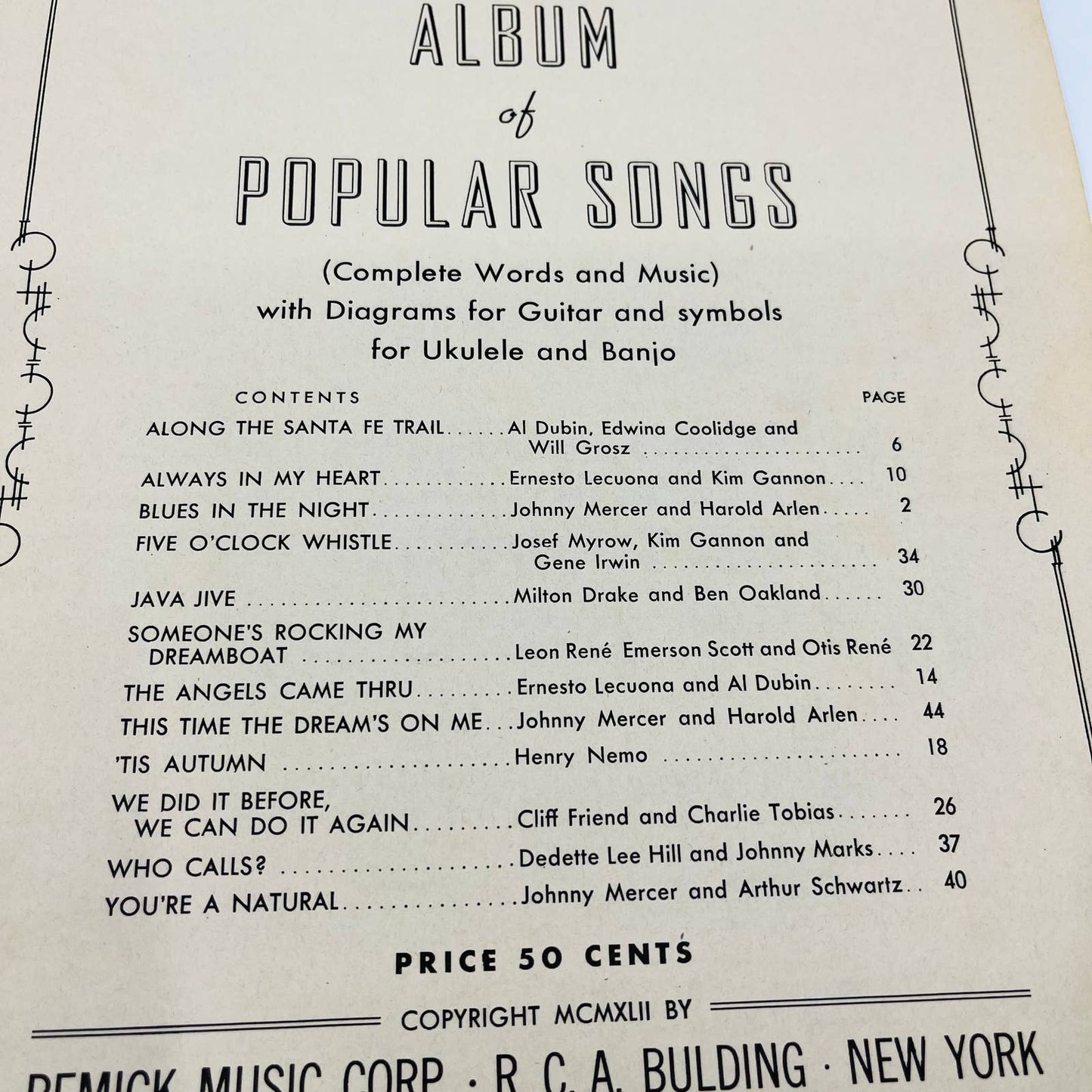 1940 Rainbow Album of Popular Songs Book 2 We Did it Before Sheet Music TD6