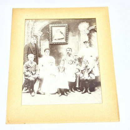 Antique Victorian Photo Large Family Dressed Up Norwich CT 10x12 FL4