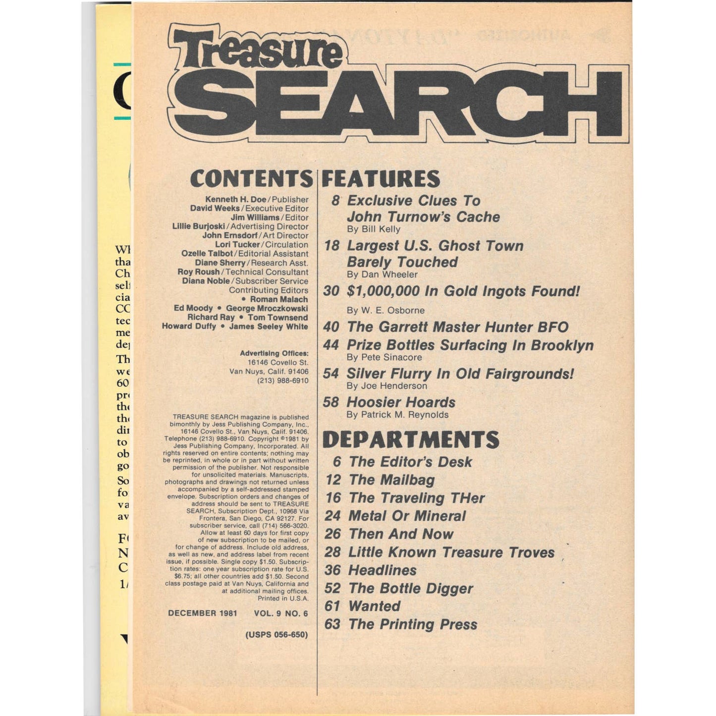 Treasure Search Magazine 1981 December Metal Detecting Gold Diamonds M2