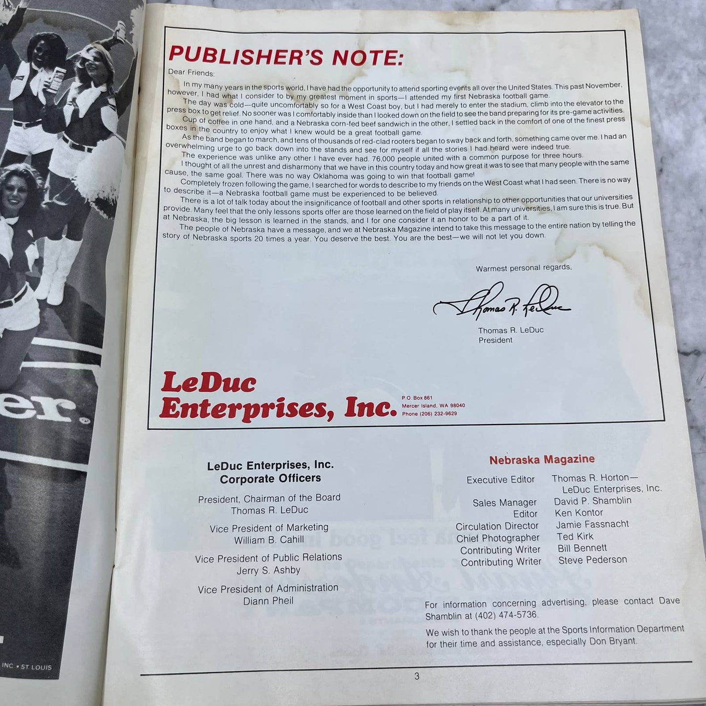 1978 First Issue - Nebraska Inside Cornhusker Sports Magazine - Orange Bowl TJ3