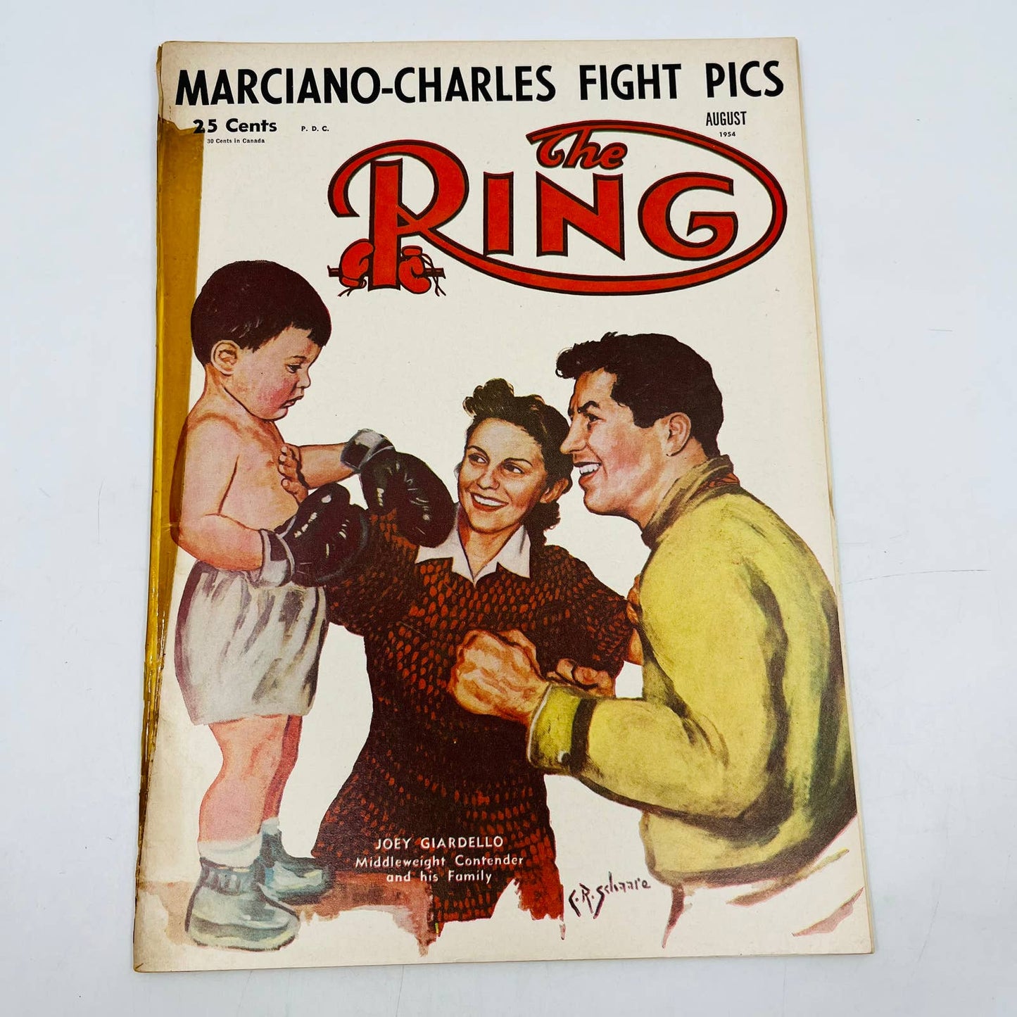 1954 Aug - The Ring Boxing Magazine – Joe Giardello Cover Rocky Marciano TA5