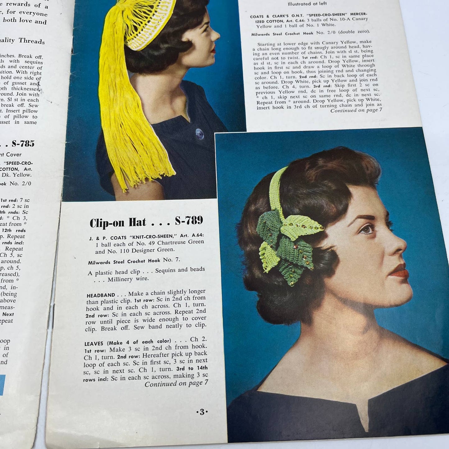 1955 Coats & Clarks Quick to Make Gifts Magazine Animals Hats Placemats TH7