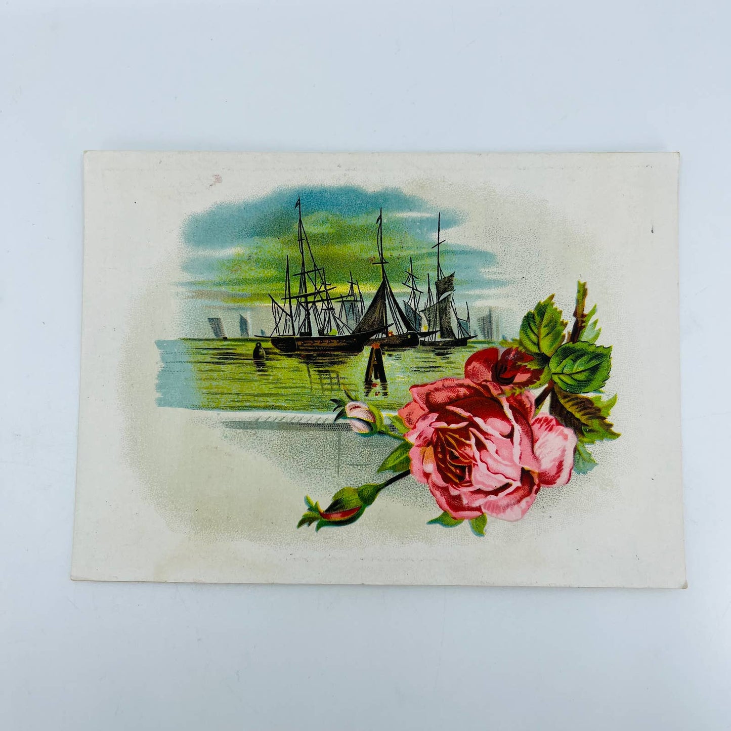 1880s Large Victorian Trade Card Geo. Kelly & Co Credit House Sailboats AA5