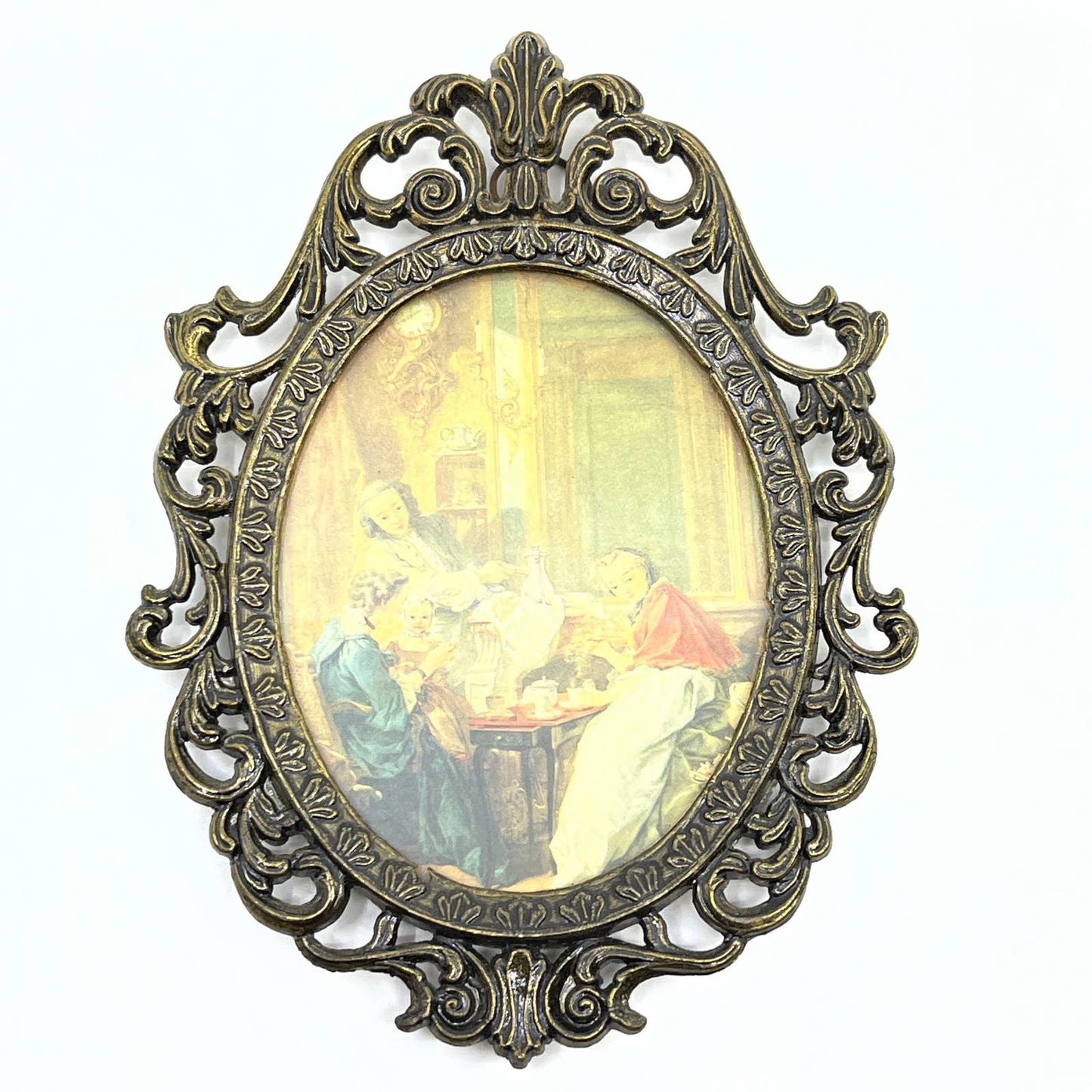 Vtg Baroque Victorian Brass Mother & Children Picture Frame Ornate Italy 5” TF5