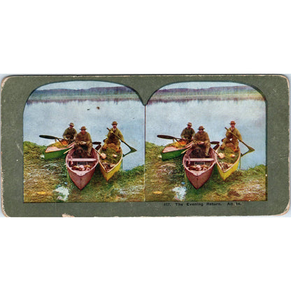 Victorian Duck Hunting "The Evening Return" - Antique Stereoview Card TJ1-C1