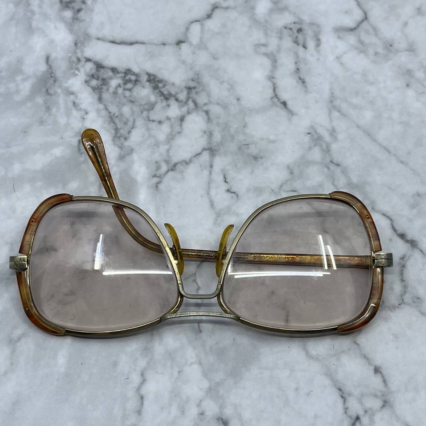 Vtg Capri-Vogue Silver Tortoise Metal Butterfly Aviator Eyeglasses FRAMES TA2