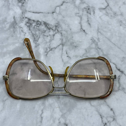 Vtg Capri-Vogue Silver Tortoise Metal Butterfly Aviator Eyeglasses FRAMES TA2