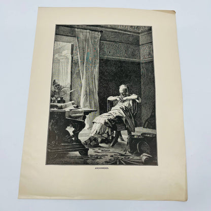 1880s Victorian Art Print Engraving ARCHIMEDES Nic Barabino