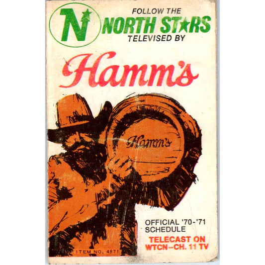 1970-71 Minnesota North Stars NHL Hockey Pocket Schedule Hamms TK1-P3