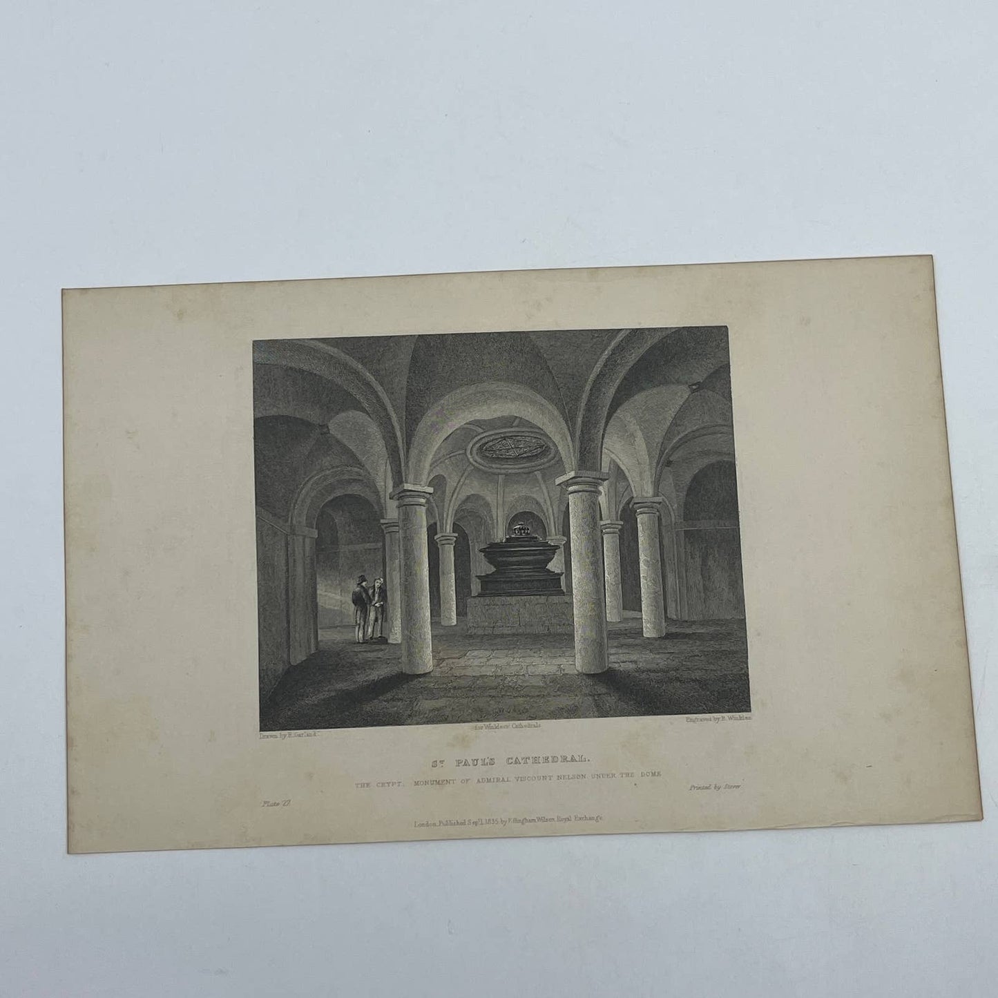 1836 Original Art Engraving St. Paul's Cathedral View of the Crypt AC6